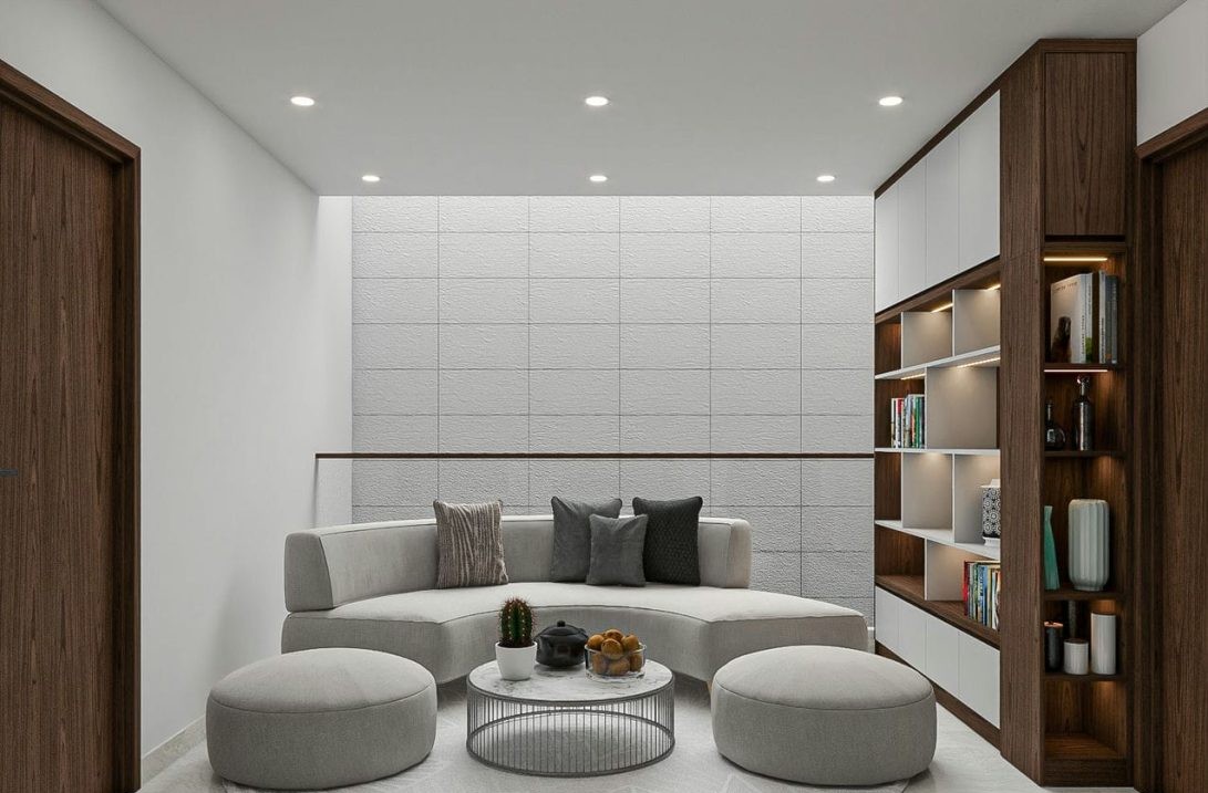 THIẾT KẾ & THI CÔNG TRỌN GÓI NHÀ PHỐ 458M2 - ANH HUY 40 Anh 3D thiet ke thi cong noi that nha pho MrHuy phong sinh hoat chung 1091x800 2