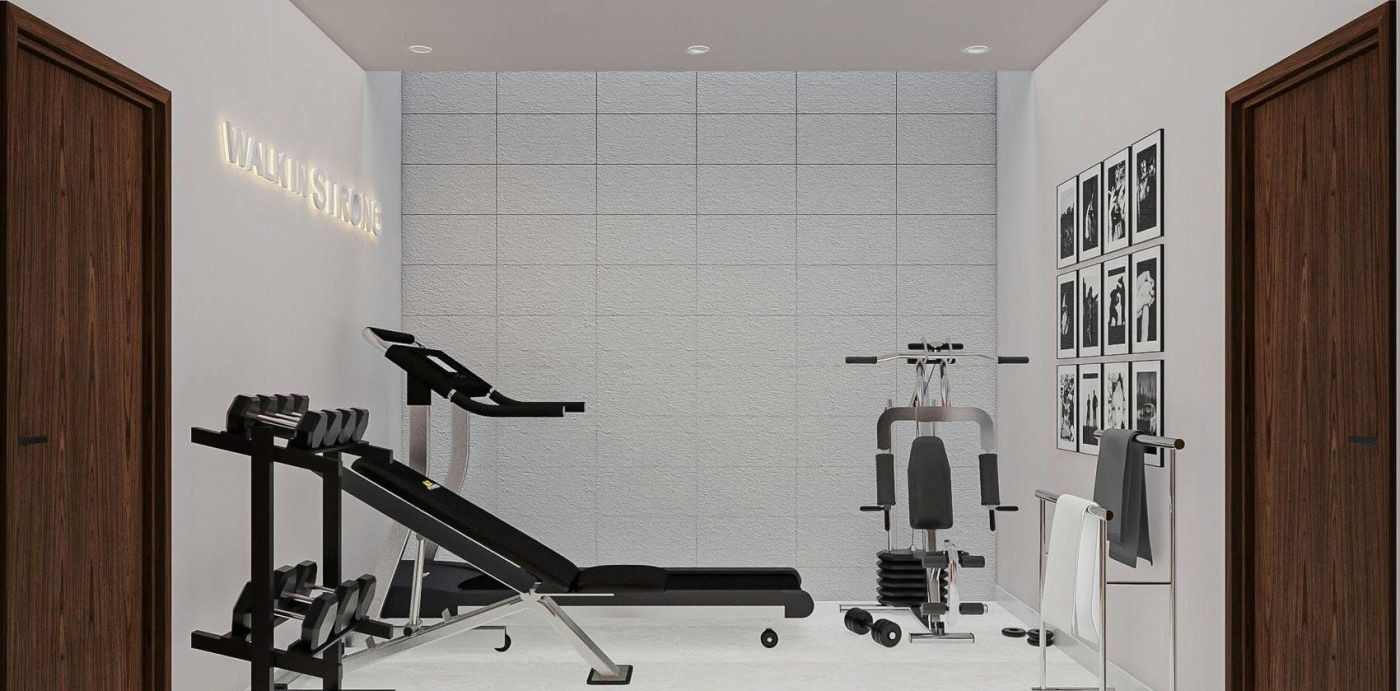 THIẾT KẾ & THI CÔNG TRỌN GÓI NHÀ PHỐ 458M2 - ANH HUY 49 Anh 3D thiet ke thi cong noi that nha pho MrHuy phong tap gym 1400x770 2